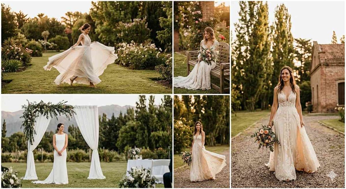 Vestidos para casamiento de día en una quinta