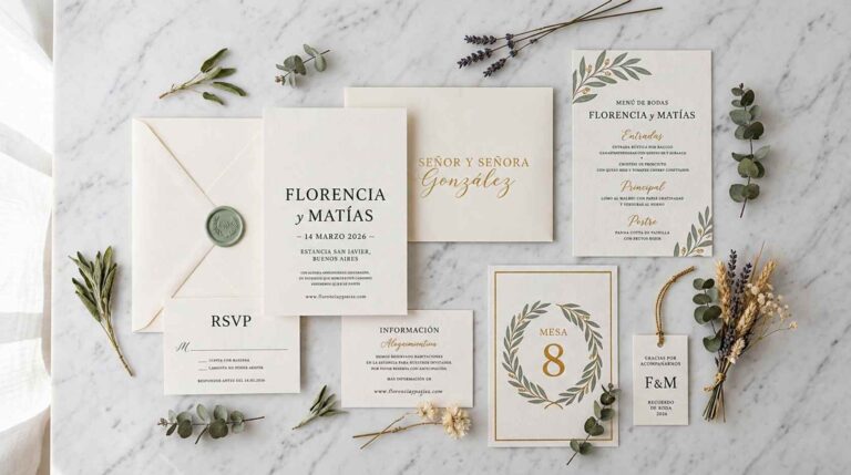Branding nupcial: cómo unificar el diseño de tu invitación, números de mesa, menús impresos y souvenirs