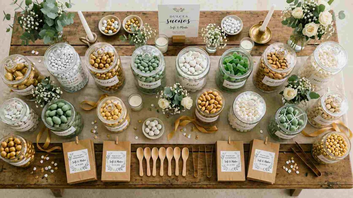 Cómo armar un candy bar fácil y económico para tu casamiento